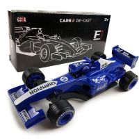 儿童合金F1方程式回力玩具车仿真模型赛车摆件耐摔男孩方程式赛车 蓝[密封盒]