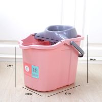 加厚带轮地拖桶挤水桶墩布桶洗拖把桶家用老式手压拧干甩干清洁桶 粉红