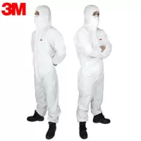 3M防护服4545白色带帽连体防护服 防护粉尘颗粒物有限喷溅防静电 L