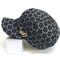 帽子女2020年春夏季新款梅花八角贝雷帽30-40-50中老年妈妈遮阳帽 金色钎子蓝灰色