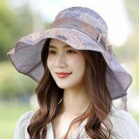 大沿帽女防晒防紫外线太阳帽女士帽子可折叠夏季百搭渔夫帽遮阳帽 蓝色 可调节