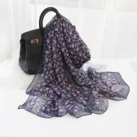 丝巾女雪纺纱女薄款飘逸防晒碎花长条妈妈送礼春秋百搭披肩沙滩巾 紫色