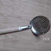 木柄不锈钢漏勺汤勺过滤网捞篱油炸笊篱网漏家用厨房用品长柄汤漏 14cm
