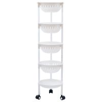 厨房置物架蔬菜收纳三层整理落地多层水果筐篮子家用塑料储物架子 白色 2层A款有滑轮