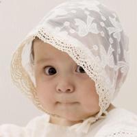 婴儿帽子女公主帽春夏季薄款遮阳洋气可爱新生宝宝防晒太阳帽凉帽 蝴蝶蕾丝帽 3-12个月 帽围40-48cm