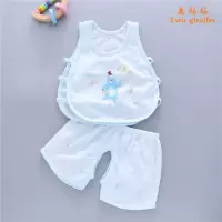 婴儿夏装0-1岁男女宝宝琵琶衫套装0-3个月6夏天背心9薄款夏季衣服 K246 琵琶套装 蓝色 K246 66 开裆,