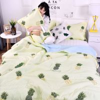 夏季空调被夏凉被双人 单人夏天薄被子可机洗学生宿舍成人儿童 香水菠萝 90x140cm[儿童被]