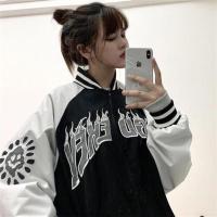 小熊棒球服女春秋ins潮美式街头外套宽松上衣bf时尚休闲拼接夹克 J19太阳花夹克 S