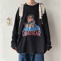 港风长袖T恤男士大码潮流宽松春秋季打底衫百搭嘻哈学生ins情侣装 帅哥黑色u S