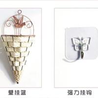 仿真紫罗兰壁挂吊兰花大绣球假花塑料花绢花花藤藤条阳台婚庆装饰 三角蓝1个+1个粘钩