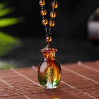 2019新款楞严咒吊坠 琉璃吊坠 内置经文花瓶吊坠出入平安厂家 彩色花瓶项链