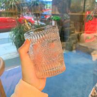 韩国ins风圆球玻璃花瓶小众北欧桌面家居摆件化妆刷收纳桶笔筒 浮雕矮