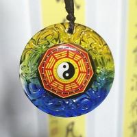 买二送一琉璃 老君像八卦太极阴阳挂件吊坠项链 棕色绳子 3.5厘米 双面八卦项链