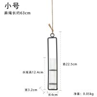 北欧铁艺玻璃花瓶麻绳挂件客厅墙上壁挂水培绿萝植物容器悬挂壁饰 小号