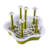 家用水杯杯架放玻璃茶杯的挂架沥水置物带托盘套装晾杯子架子 梅花形绿色小号特价款