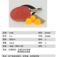 艾利嘉乒乓球拍单双拍 学生成人初学者娱乐比赛训练专用实木球拍 #5116[两拍三球]