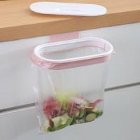 创意厨房橱柜垃圾袋架便捷家用多功能垃圾收纳挂架支架厂家直销 (粉色带盖)单个装