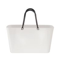 日式简约家用塑料大号手提买菜篮购物篮子野餐篮洗澡篮浴室脏衣篮 月光白