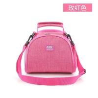 保温包野餐便当袋冷鲜包学生饭盒袋子午餐包手提斜挎加厚带饭包包 磨砂斜挎保温包(玫红)