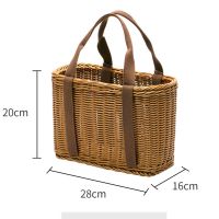 仿藤购物篮大号 时尚买菜篮子环保提菜篮水果篮 户外野餐篮宠物篮 角藤28*16*20cm织带提手
