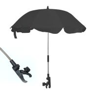 婴儿童手推车遮阳伞多向伞宝宝车多用加大夹溜娃四轮车童车防晒伞 黑色-普通银胶-塑料夹-62cm