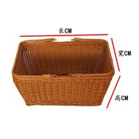 仿藤手提篮户外野餐手提篮子家用买菜购物篮提菜蓝户外收纳篮 茶色 长方形35X25X15CM