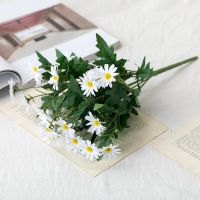 野餐拍照仿真小雏菊花束野菊花塑料假花阳台家居装饰手捧花艺 白色一支[高36cm]