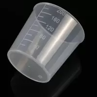 200ml毫升量杯奶茶厨房烘焙工具塑料透明带刻度加厚量筒 200毫升圆量杯5个