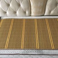 竹子凉席坐垫全盖夏天沙发床垫简易折叠无扶手沙发垫竹子垫套全盖 黄条纹 45乘以45cm