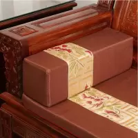 中式棉麻亚麻方扶手枕长枕抱枕靠垫扶手枕贵妃床方形海绵沙发扶手 典雅棕 定制尺寸