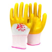 牛郎星P338浸胶半挂PVC手套黄色耐磨劳保防护建筑工地干活男汽修 牛郎星P338[12双装]