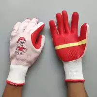 翘拇指胶片劳保防护手套建筑工钢筋工耐磨防滑加厚胶皮线挂胶手套 翘拇指胶片6双