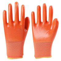 鸿盛pvc手套劳保耐磨浸胶工作手套干活工地防水防油加厚满挂全胶 12双