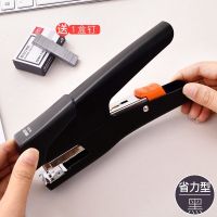 得力多功能省力型订书机手握式订书器学生用订书机加厚家用钉书机 黑色(赠12号订书针一盒)