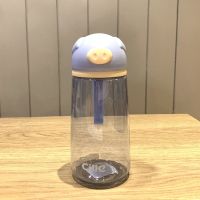 希乐儿童吸管杯学饮杯小学生婴幼儿防漏带背带喝水杯子带吸管水壶 蓝色 直饮款 460ml