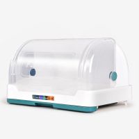 塑料杯架奶瓶收纳盒带盖防尘箱创意沥水托盘放筷子茶杯茶具置物架 升级款小号天蓝色888(质量保证)