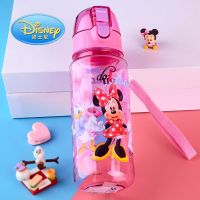 迪士尼塑料杯夏季儿童直饮杯子小学生户外便携水杯卡通防漏水壶瓶 500毫升粉米妮(提绳款)