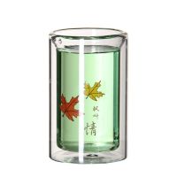 渊之源双层玻璃杯真空泡茶杯过滤男女式微保温水杯办公杯子大容量 200ML-SK无盖