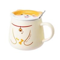 MINISO名创优品陶瓷杯柴犬杯卡通动物系列带盖带勺马克杯情侣杯 柴犬款