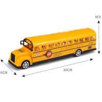 双节加长小巴士精致小巧复古模型摆件回力玩具公交车男孩生日礼物 黄色惯性美国大巴校车(非合金)