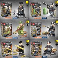 全冠兼容乐高二战德军英雄与将军6合1四联男孩拼插积木人仔玩具 随机发1款