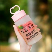 水杯少女可爱学生韩版吸管杯大人便携杯子创意潮流个性磨砂玻璃杯 粉盖暴瘦是我有钱也是我500毫升 杯子+滤网