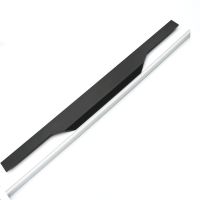 现代简约通体衣柜门长拉手铝合金隐形黑色拇指海鸥通顶加长门把手 300mm