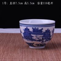 景德镇办公室茶杯 青花瓷复古带盖茶杯老北京怀旧泡茶杯 家用水杯 1号园林小杯子