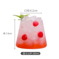 玻璃杯日式富士山果汁水杯ins风女可爱高颜值杯锤纹水杯耐热防爆 富士山杯280ml+玻璃吸管
