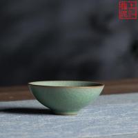 龙泉青瓷景德镇官窑建盏紫砂德化淄博主人杯手工功夫茶陶瓷日本 哥窑梅子青开片(没礼盒) 不用礼盒