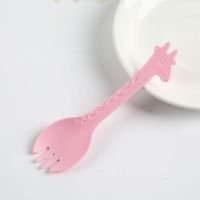 塑料小勺一次性勺子叉子叉勺水果叉蛋糕叉独立包装甜品勺冰淇淋勺 散装小鹿叉200只 粉色