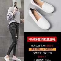 34--42码夏季豆豆鞋新款包头半拖鞋平跟休闲软底舒适圆头软皮女鞋 白色 标准码数 39