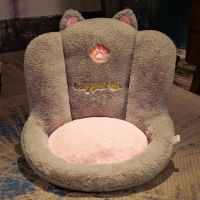 榻榻米蒲团坐垫懒人坐墩日式家用客厅沙发椅子地板坐地上北欧ins 灰色猫咪皇冠 小号45*45*35厘米[底部防滑]