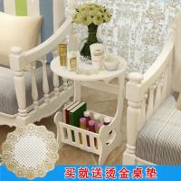 欧式简约阳台小桌子方桌卧室床头柜茶几角几客厅茶桌沙发边几 小号白色圆桌